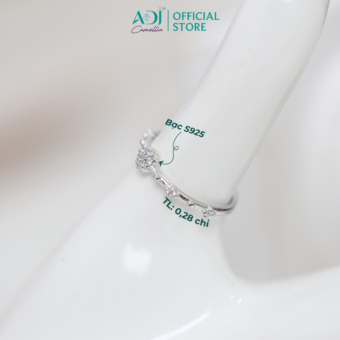 Nhẫn Bạc Nữ ADJ Freesize Hoa 5 Cánh Tròn Đính Đá Nữ Tính SN118210AD