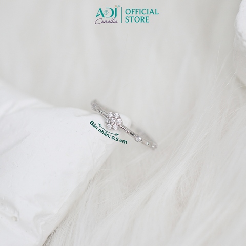 Nhẫn Bạc Nữ ADJ Freesize Hoa 5 Cánh Tròn Đính Đá Nữ Tính SN118210AD