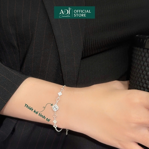 Lắc Tay Nữ Bạc ADJ 925 Đính Đá CZ Moissanite Cỏ 4 Lá Avani Phụ Kiện Trang Sức Nữ Cao Cấp SLT134296AD