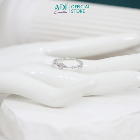 Nhẫn Bạc Nữ ADJ Freesize Hoa 5 Cánh Tròn Đính Đá Nữ Tính SN118210AD