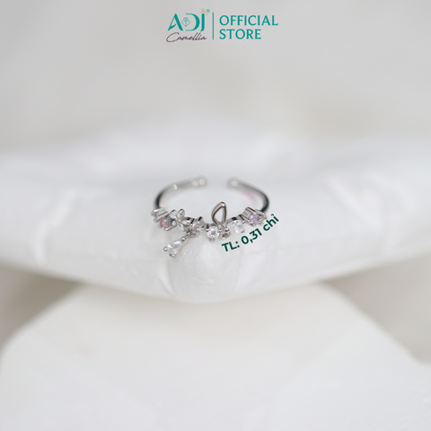 Nhẫn Bạc Nữ ADJ Freesize Flower Garden Hoa Bướm Phối Đá Hồng Nàng Thơ SN118211AD