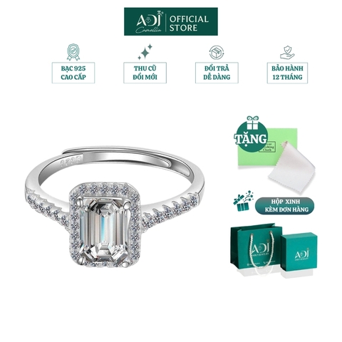 Bộ Trang sức bạc 925 ADJ Tiffany Viên Chữ Nhật To Mang Ánh Sáng Tinh Tế