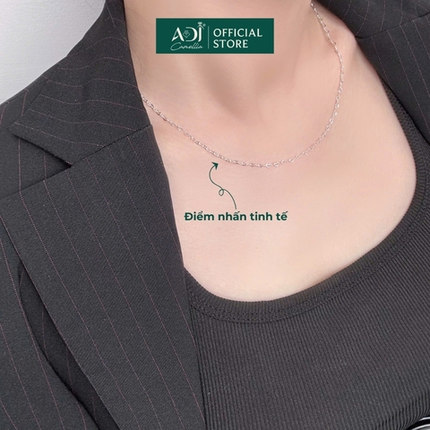 Dây Chuyền Nữ Bạc ADJ 925 Mắt Xích Trái Tim Không Mặt Phụ Kiện Trang Sức Nữ Cao Cấp SDC14666AD