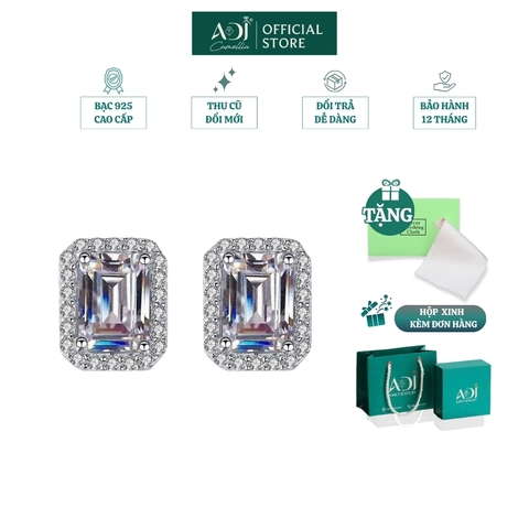 Bộ Trang sức bạc 925 ADJ Tiffany Viên Chữ Nhật To Mang Ánh Sáng Tinh Tế