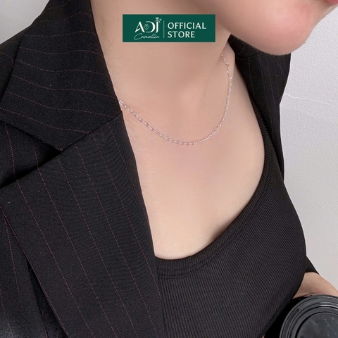 Dây Chuyền Nữ Bạc ADJ 925 Mắt Xích Trái Tim Không Mặt Phụ Kiện Trang Sức Nữ Cao Cấp SDC14666AD