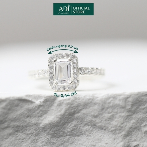 Bộ Trang sức bạc 925 ADJ Tiffany Viên Chữ Nhật To Mang Ánh Sáng Tinh Tế