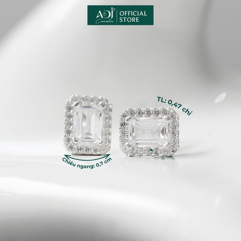 Bộ Trang sức bạc 925 ADJ Tiffany Viên Chữ Nhật To Mang Ánh Sáng Tinh Tế