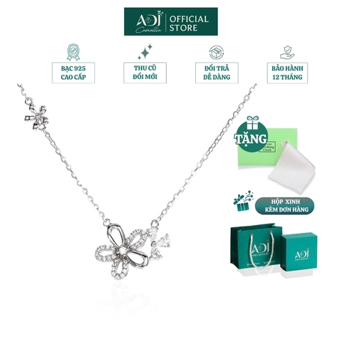 Dây chuyền Trang sức bạc 925 ADJ thanh lịch thời trang cao cấp Hoa Khai Phú Quý SD5459AD