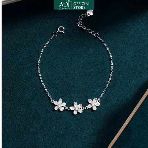 Bộ sản phẩm Trang sức bạc 925 ADJ đính đá CZ sang trọng cao cấp Bông hoa 5 cánh