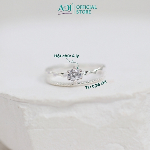 Nhẫn Bạc Nữ ADJ 926 Đính Đá Họa Tiết Lượn Sóng Phụ Kiện Trang Sức Nữ SN15611AD