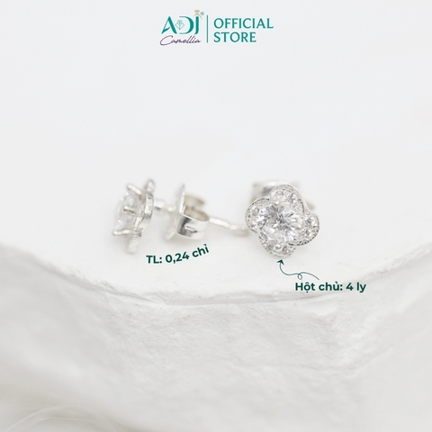 Bộ sản phẩm  Trang sức bạc 925 ADJ đính đá CZ sang trọng cao cấp Hoa 4 Cánh Mã 3