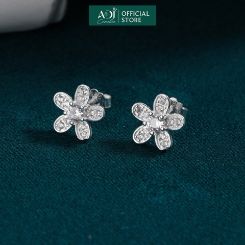 Bộ sản phẩm Trang sức bạc 925 ADJ đính đá CZ sang trọng cao cấp Bông hoa 5 cánh