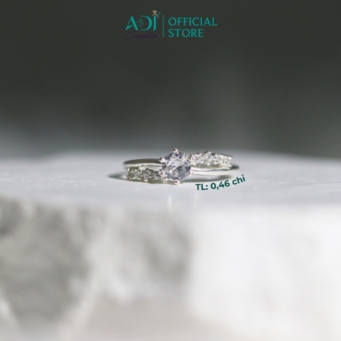 Nhẫn Bạc Nữ ADJ 925 Đính Đá Chủ Tròn 6 Chấu Phụ Kiện Trang Sức Nữ SN15606AD