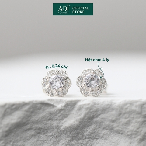 Bộ sản phẩm  Trang sức bạc 925 ADJ đính đá CZ sang trọng cao cấp Hoa 6 Cánh Mã 1