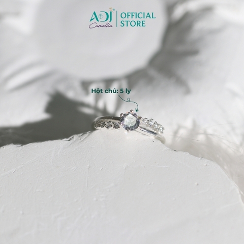 Nhẫn Bạc Nữ ADJ 925 Đính Đá Chủ Tròn 6 Chấu Phụ Kiện Trang Sức Nữ SN15606AD