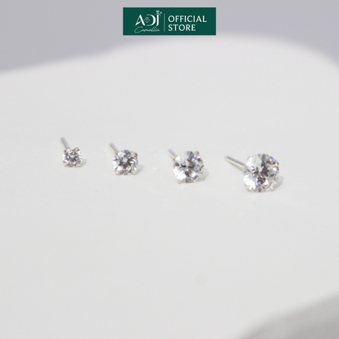 Bông tai Trang sức bạc 925 ADJ đính đá CZ sang trọng cao cấp Châu Tròn Pha Lê 5 Li SB10046AD-SB1145