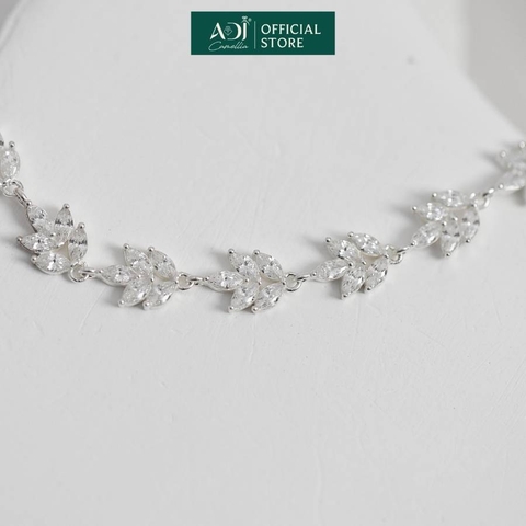 Lắc tay Trang sức bạc 925 ADJ thanh lịch thời trang cao cấp Lá Ngọc Sang Trọng SLTC12878AD