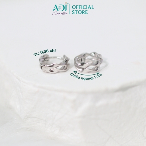 Khuyên Tai Nữ Bạc ADJ 925 Silver Wave Gợn Sóng Xoắn Cá Tính Phá Cách SB118198