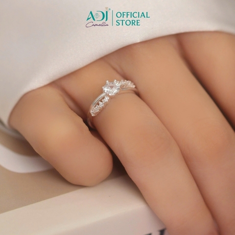 Nhẫn Bạc Nữ ADJ 925 Đính Đá Chủ Tròn 6 Chấu Phụ Kiện Trang Sức Nữ SN15606AD