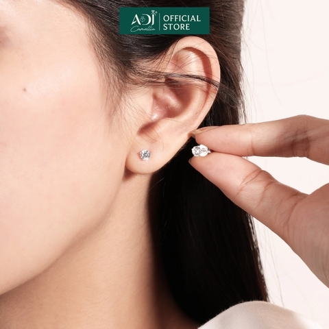 Bông tai Trang sức bạc 925 ADJ đính đá CZ sang trọng cao cấp Châu Tròn Pha Lê 5 Li SB10046AD-SB1145