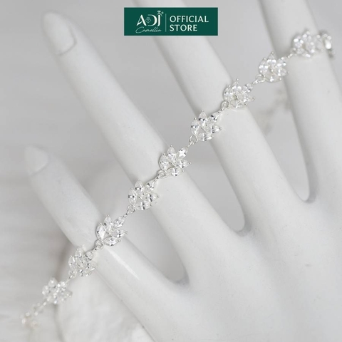 Lắc tay Trang sức bạc 925 ADJ thanh lịch thời trang cao cấp Lá Ngọc Sang Trọng SLTC12878AD