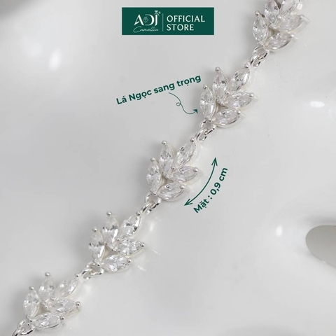 Lắc tay Trang sức bạc 925 ADJ thanh lịch thời trang cao cấp Lá Ngọc Sang Trọng SLTC12878AD
