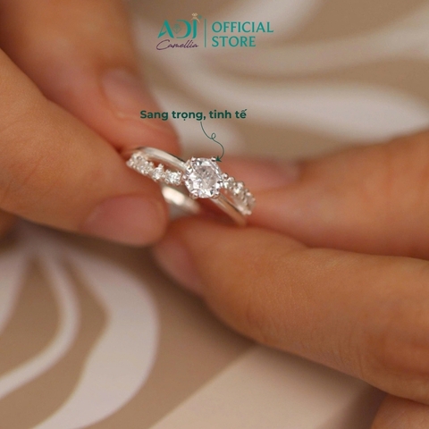 Nhẫn Bạc Nữ ADJ 925 Đính Đá Chủ Tròn 6 Chấu Phụ Kiện Trang Sức Nữ SN15606AD