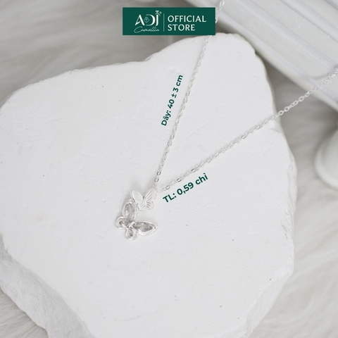 Dây chuyền Trang sức bạc 925 ADJ thanh lịch thời trang cao cấp Bướm Đôi Thanh Thoát SD10899AD