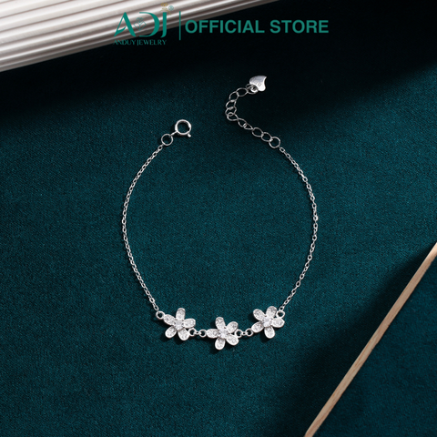 Bộ sản phẩm Trang sức bạc 925 ADJ đính đá CZ sang trọng cao cấp Bông hoa 5 cánh