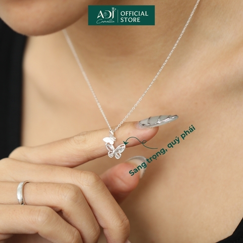 Dây chuyền Trang sức bạc 925 ADJ thanh lịch thời trang cao cấp Bướm Đôi Thanh Thoát SD10899AD