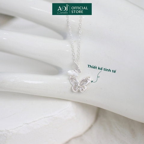 Dây chuyền Trang sức bạc 925 ADJ thanh lịch thời trang cao cấp Bướm Đôi Thanh Thoát SD10899AD