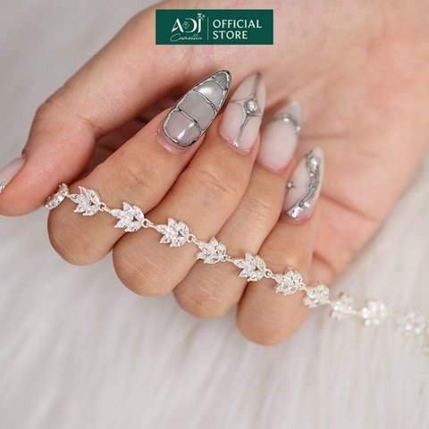 Lắc tay Trang sức bạc 925 ADJ thanh lịch thời trang cao cấp Lá Ngọc Sang Trọng SLTC12878AD