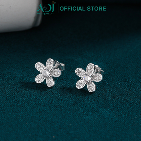 Bộ sản phẩm Trang sức bạc 925 ADJ đính đá CZ sang trọng cao cấp Bông hoa 5 cánh