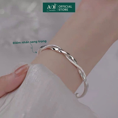 Vòng tay Trang sức bạc 999 ADJ an toàn sang trọng cao cấp Sóng Biển Kiêu Sa - SVC15409AD