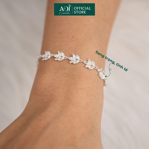 Lắc tay Trang sức bạc 925 ADJ thanh lịch thời trang cao cấp Lá Ngọc Sang Trọng SLTC12878AD