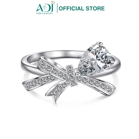 Nhẫn Bạc Nữ ADJ 925 Mặt Nơ Đính Hạt Giọt Nước Lấp Lánh Phụ Kiện Trang Sức Nữ Cao Cấp SN16202AD