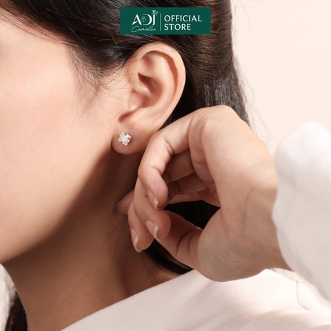 Bông tai Trang sức bạc 925 ADJ đính đá CZ sang trọng cao cấp Pha Lê Vuông SB10048AD - SB1143