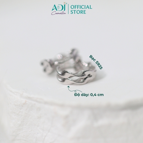 Khuyên Tai Nữ Bạc ADJ 925 Silver Wave Gợn Sóng Xoắn Cá Tính Phá Cách SB118198