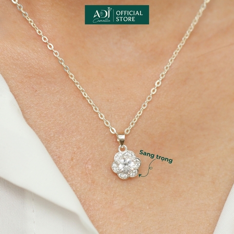 Bộ sản phẩm  Trang sức bạc 925 ADJ đính đá CZ sang trọng cao cấp Hoa 6 Cánh Mã 1
