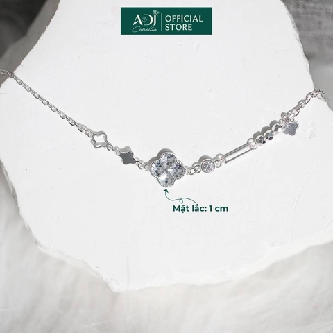 Lắc Tay Nữ Bạc ADJ 925 Cỏ 4 Lá Dập Nổi Kèm Họa Tiết Phụ Kiện Trang Sức Nữ Cao Cấp SL134252AD