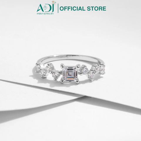 Nhẫn Bạc Nữ ADJ 925 Đính Đá Vuông Lấp Lánh Sang Trọng Phụ Kiện Trang Sức Nữ Cao Cấp SN16203AD