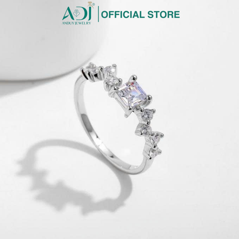 Nhẫn Bạc Nữ ADJ 925 Đính Đá Vuông Lấp Lánh Sang Trọng Phụ Kiện Trang Sức Nữ Cao Cấp SN16203AD