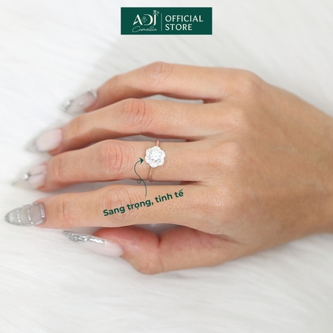 Bộ sản phẩm  Trang sức bạc 925 ADJ đính đá CZ sang trọng cao cấp Hoa 6 Cánh Mã 1