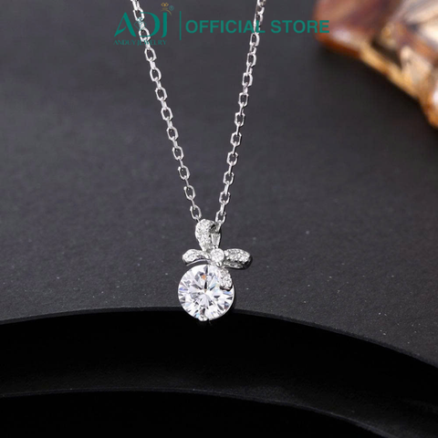 Dây Chuyền Nữ Bạc ADJ 925  Pha Lê Swarovski Hình Chiếc Nơ Phụ Kiện Trang Sức Nữ Cao Cấp SD54127AD