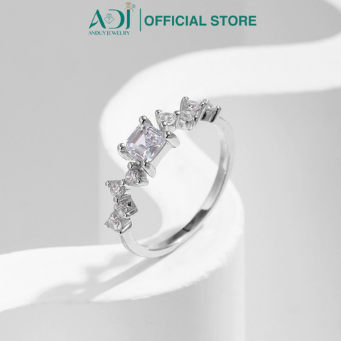 Nhẫn Bạc Nữ ADJ 925 Đính Đá Vuông Lấp Lánh Sang Trọng Phụ Kiện Trang Sức Nữ Cao Cấp SN16203AD