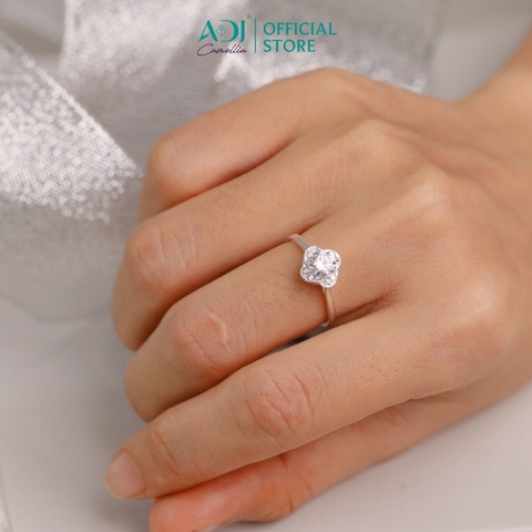 Bộ sản phẩm  Trang sức bạc 925 ADJ đính đá CZ sang trọng cao cấp Hoa 4 Cánh Mã 3