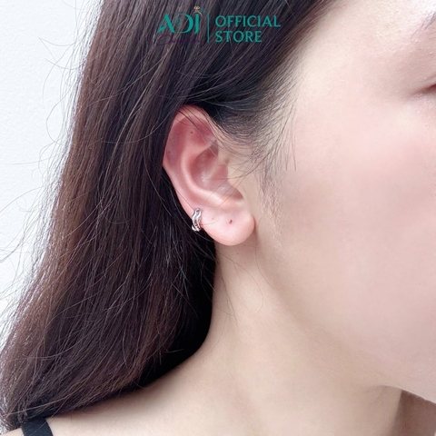 Khuyên Tai Nữ Bạc ADJ 925 Silver Wave Gợn Sóng Xoắn Cá Tính Phá Cách SB118198