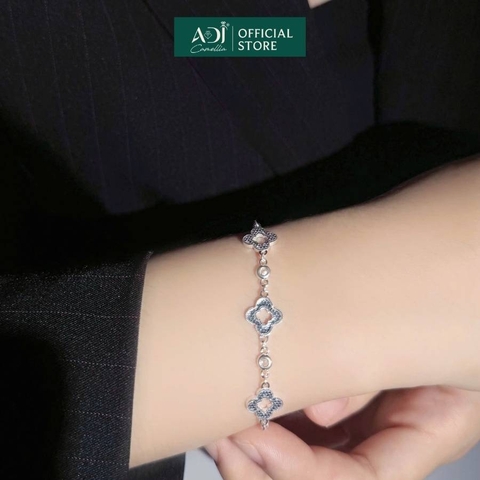 Lắc tay Trang sức bạc 925 ADJ thanh lịch thời trang cao cấp Hoa Bốn Cánh Kiêu Sa -  SLC134253AD