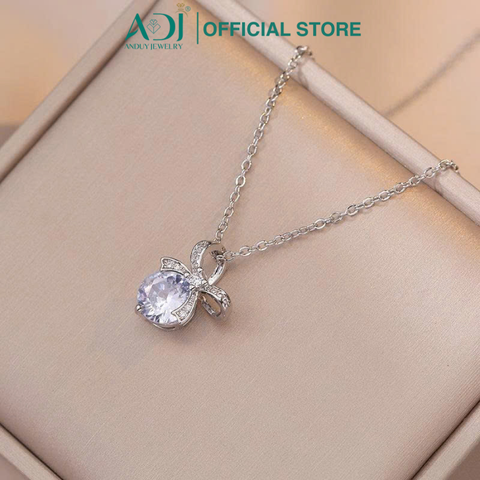 Dây Chuyền Nữ Bạc ADJ 925  Pha Lê Swarovski Hình Chiếc Nơ Phụ Kiện Trang Sức Nữ Cao Cấp SD54127AD