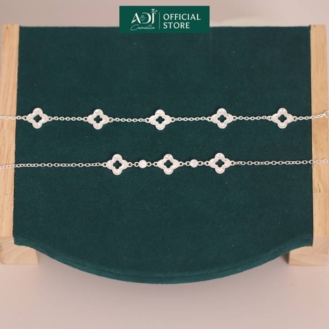 Lắc tay Trang sức bạc 925 ADJ thanh lịch thời trang cao cấp Hoa Bốn Cánh Kiêu Sa -  SLC134253AD